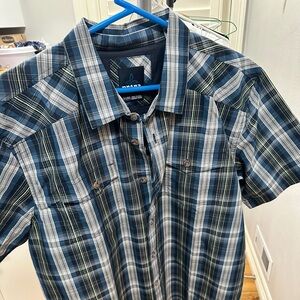 Prana Men's Blue Plaid Short-Sleeve Button-Up Shirt XL (NWT)